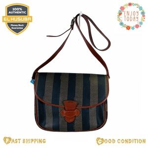 Fendi crossbody bag Pequin PVC black tan